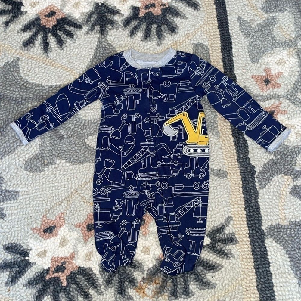 Matt Carter's Tractor Footed Zip Sleep Onesie Blue/Gray